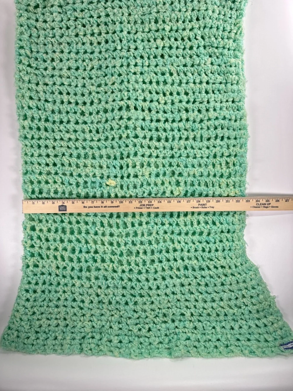 Handmade Mint Green Crochet Afghan Throw 46x44 Grandma Loves Me